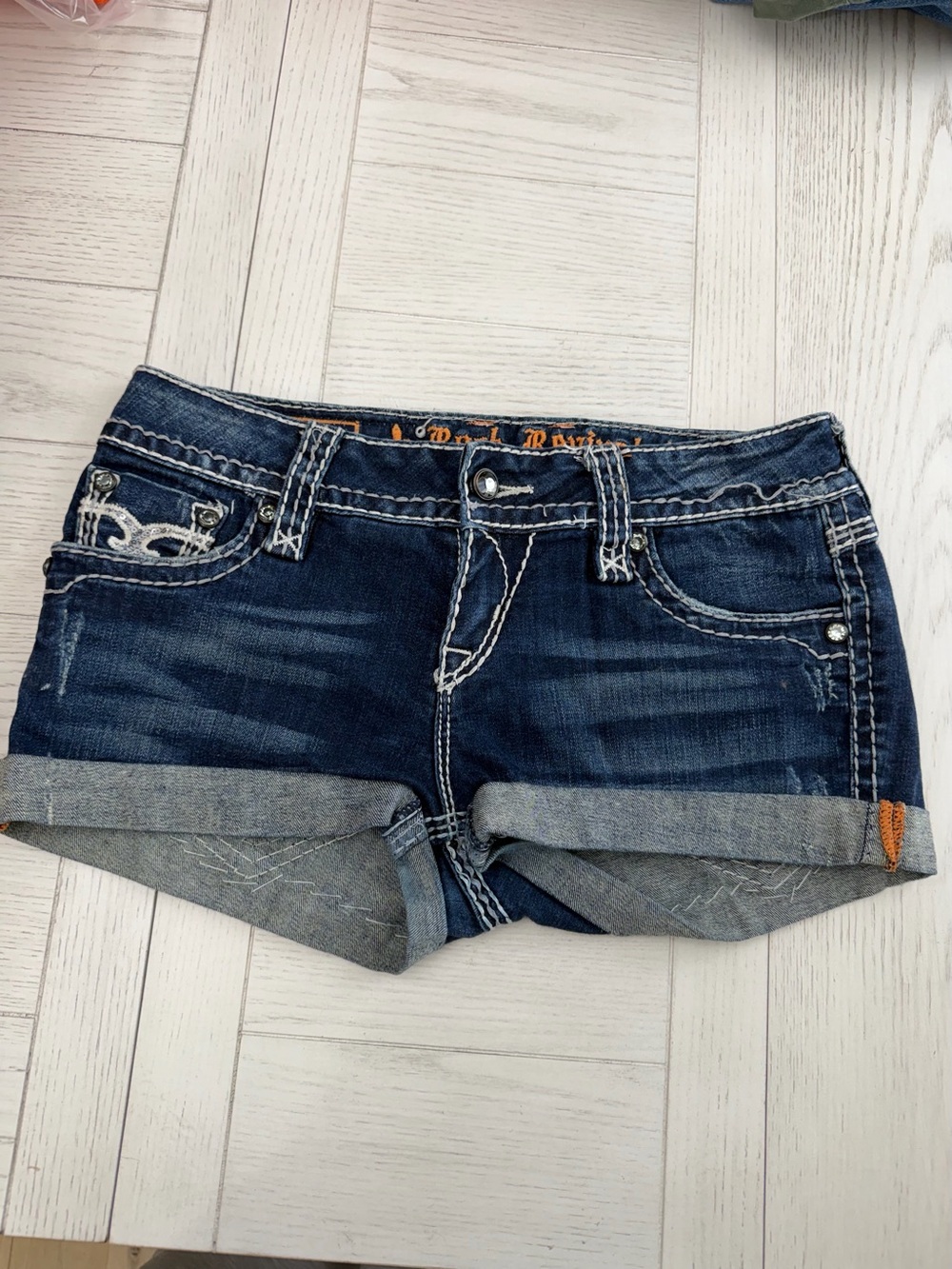 Rock Revival Dark Blue Cuffed Denim Shorts